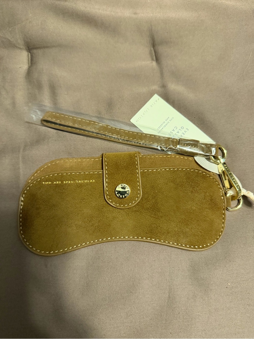 Suede Wristlet Key & Card Holder - Tan